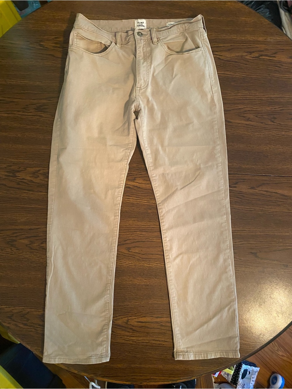 Slim Straight Men’s Jeans in Light Beige by Flint and Tinder